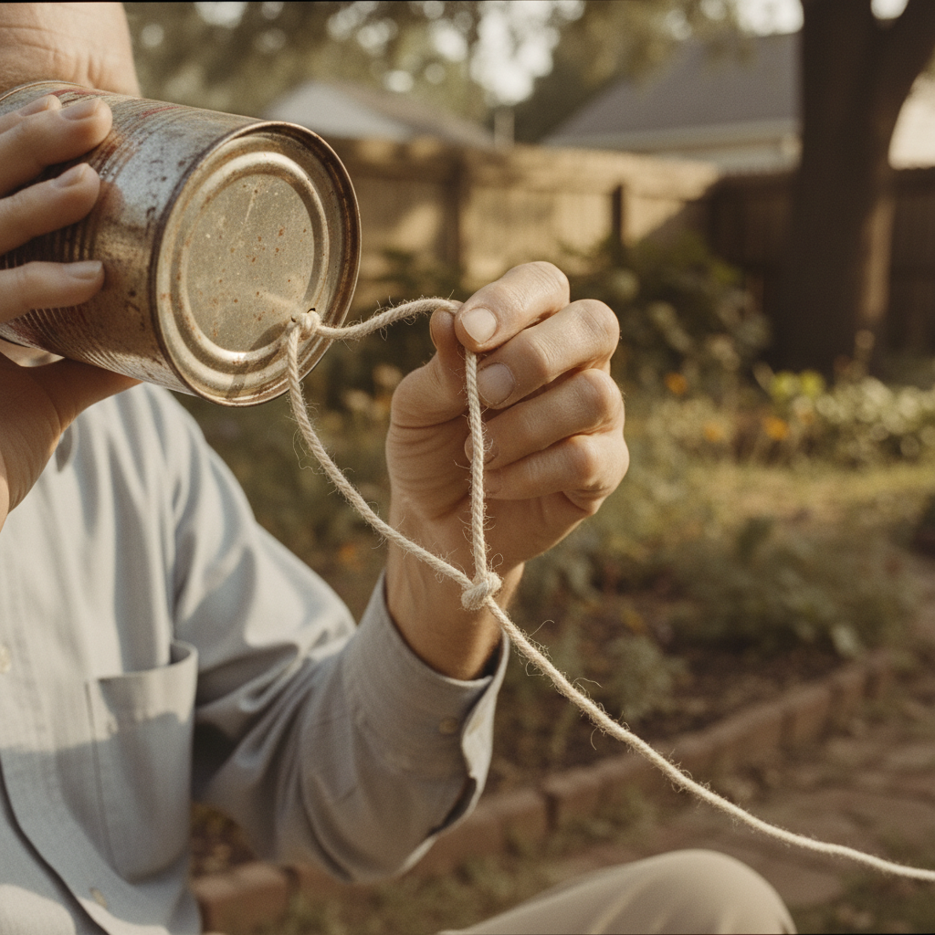A closer memory of The Tin Can Telephone Across the Yard