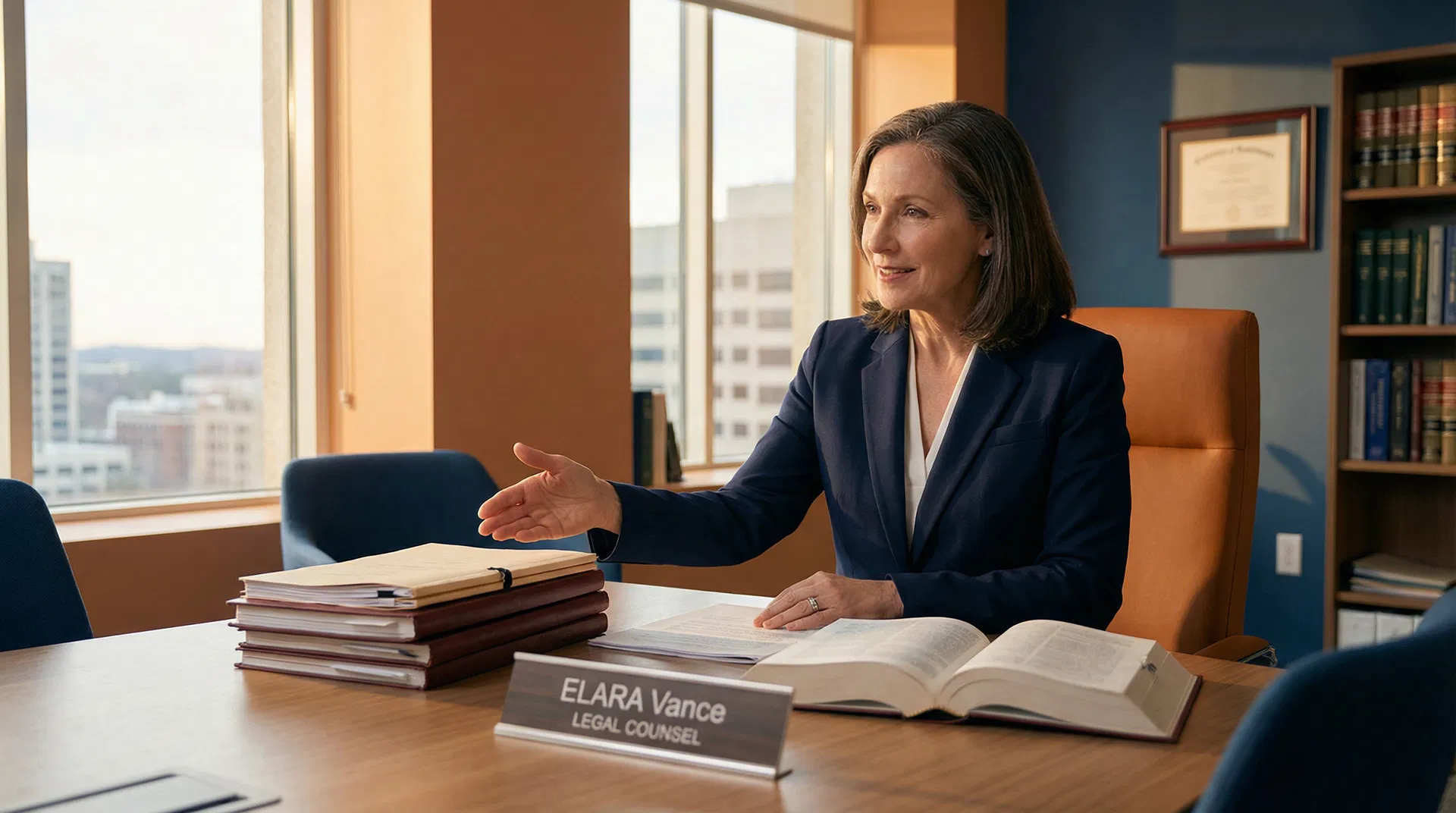 Profissional jurídico em escritório