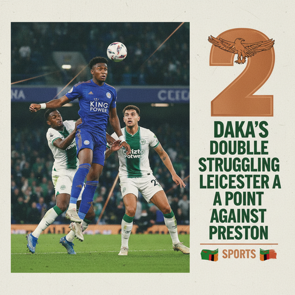 Daka’s double earns struggling Leicester a point against Preston