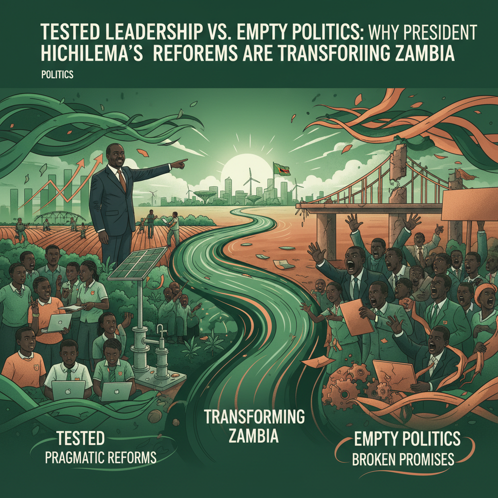 TESTED LEADERSHIP VS. EMPTY POLITICS: WHY PRESIDENT HICHILEMA’S PRAGMATIC REFORMS ARE TRANSFORMING ZAMBIA