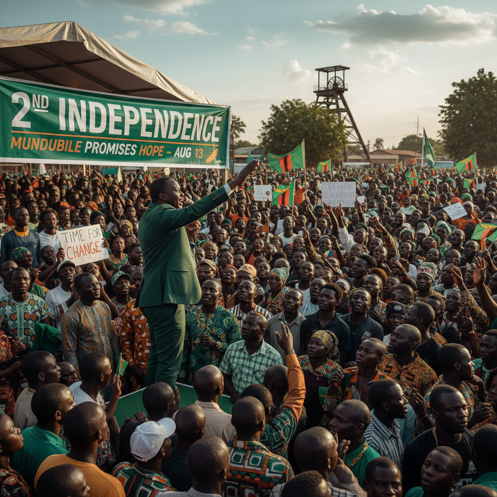MUNDUBILE PROMISES 2ND INDEPENDENCE, STIRS HOPE FOR MAJORITY SUFFERING ZAMBIANS AFTER AUGUST 13 AT A KITWE MAMMOTH RALLY