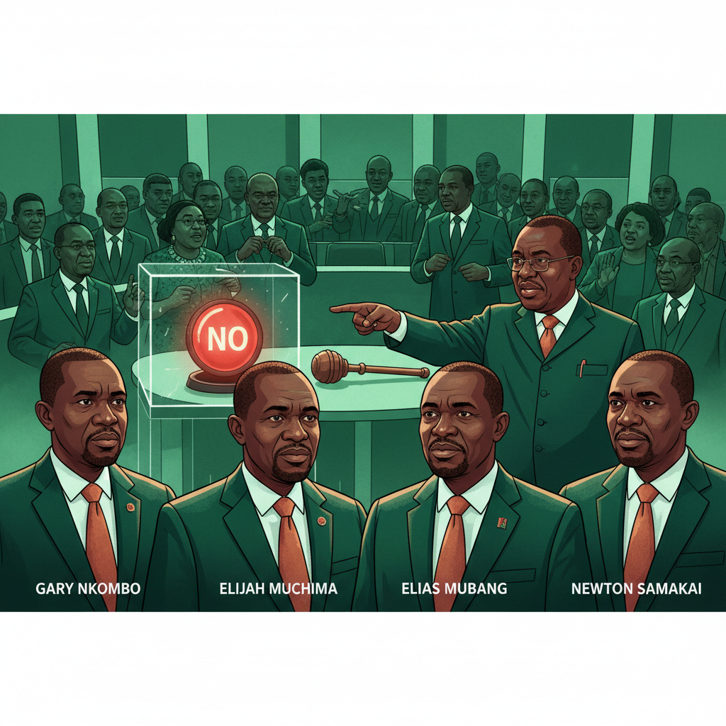 HH says Four UPND MPs, GARY NKOMBO, ELIJAH MUCHIMA, ELIAS MUBANGA and NEWTON SAMAKAI voted against Bill7