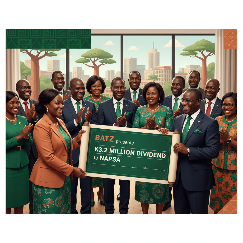 BATZ presents a K3.2 million dividend cheque to NAPSA