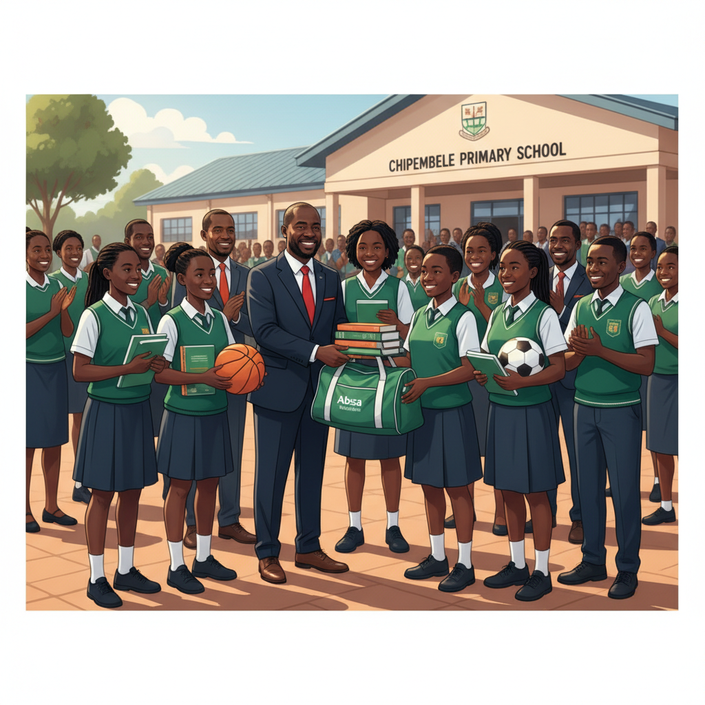 Absa Bank hands over learning support and sporting items