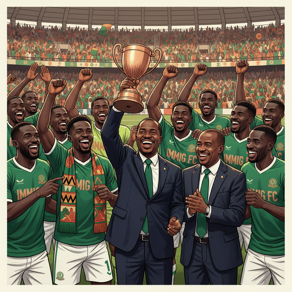 Immig FC caps dream debut season with trophy presentation to immigration chief