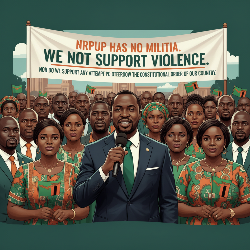 NRPUP has no militia. We do not support violence, nor do we support any attempt to overthrow the constitutional order of our country- Brian Mundubile