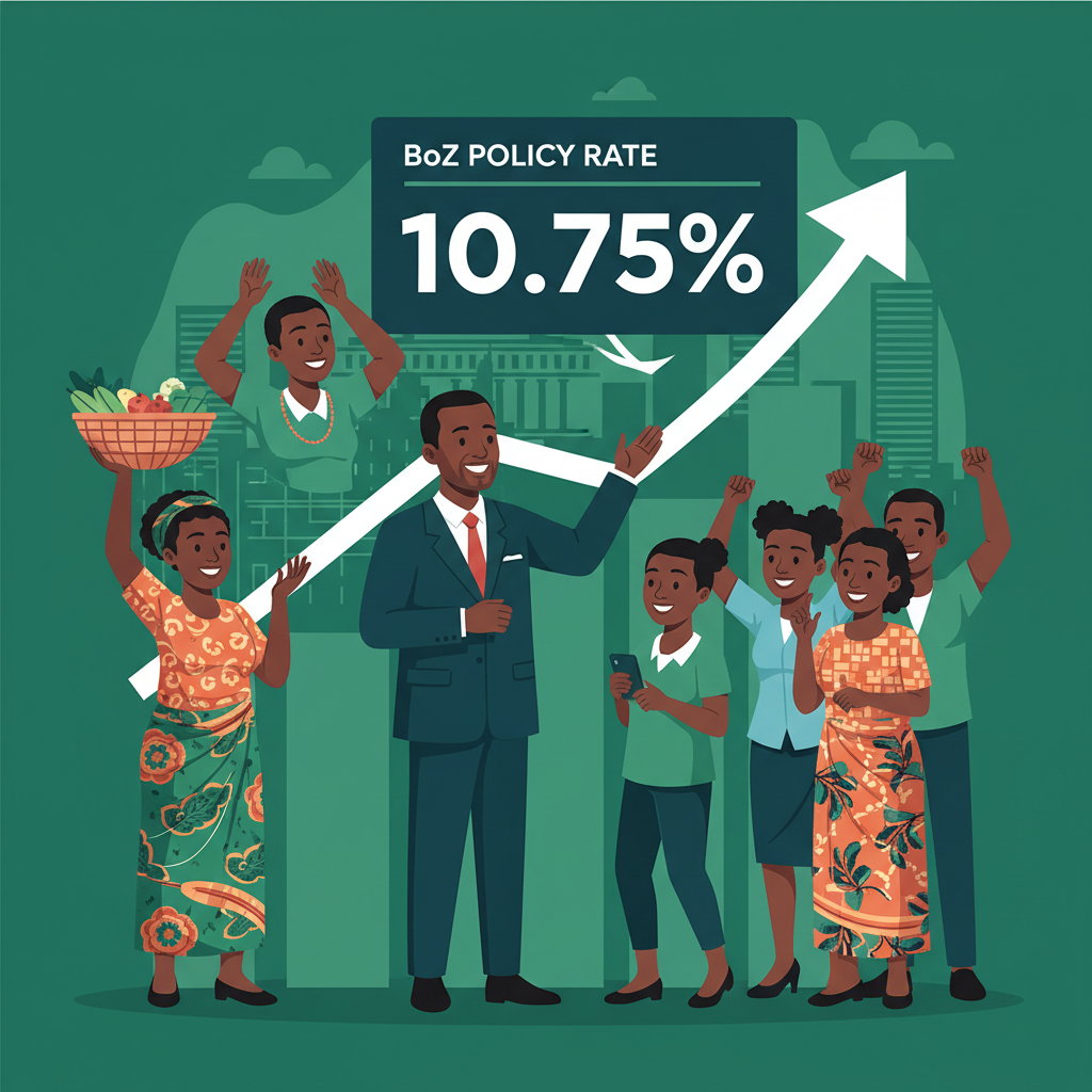 BoZ cuts policy rate sharply to 10.75% as inflation eases