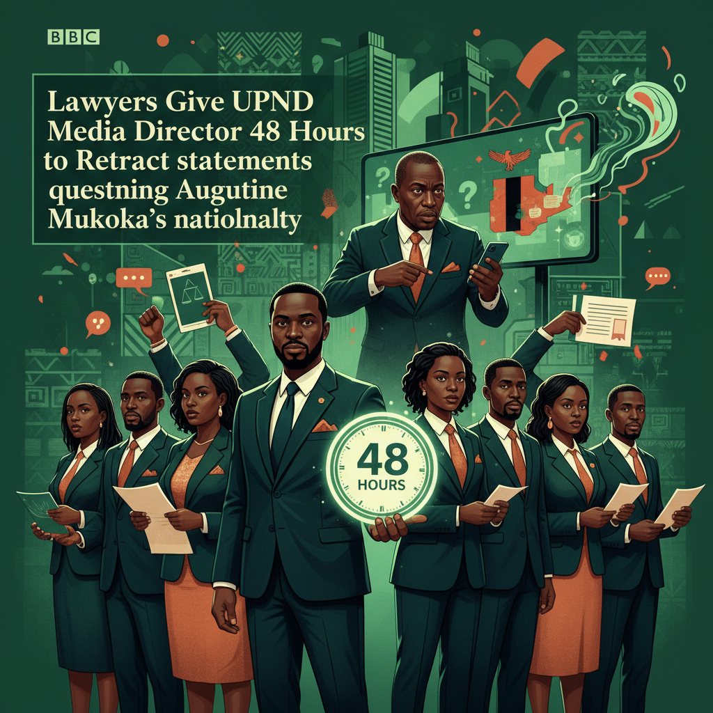 Lawyers Give UPND Media Director 48 Hours to Retract statements questioning Augustine Mukoka’s nationality