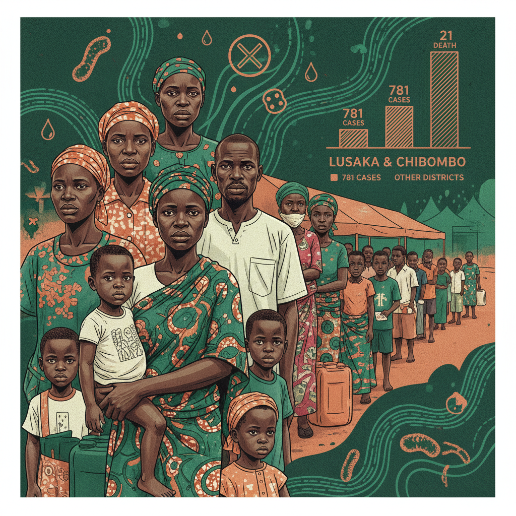 Cholera: 781 cases and 21 deaths, and three quarters of cases are in Lusaka and Chibombo