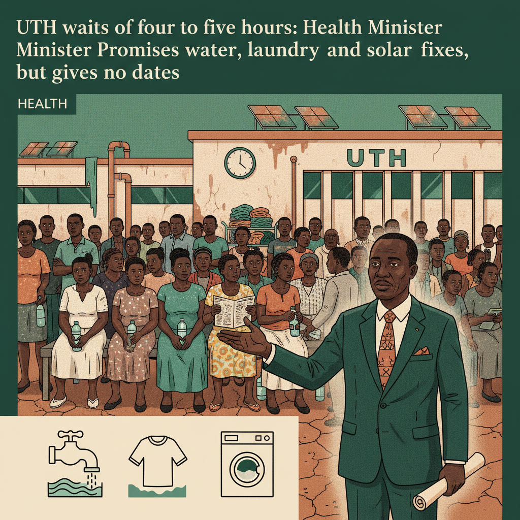 UTH waits of four to five hours: Health Minister promises water, laundry and solar fixes, but gives no dates