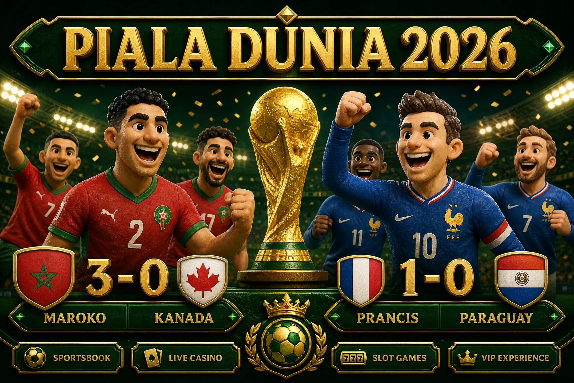 Piala Dunia 2026: Maroko 3-0 Kanada & Prancis 1-0 Paraguay — 16 Besar Dimulai!