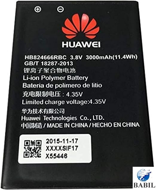 بطارية راوتر هواوي المحمول E5577 من هواوي ، 3000 ميلي امبير ، اسود ، HB824666RBC