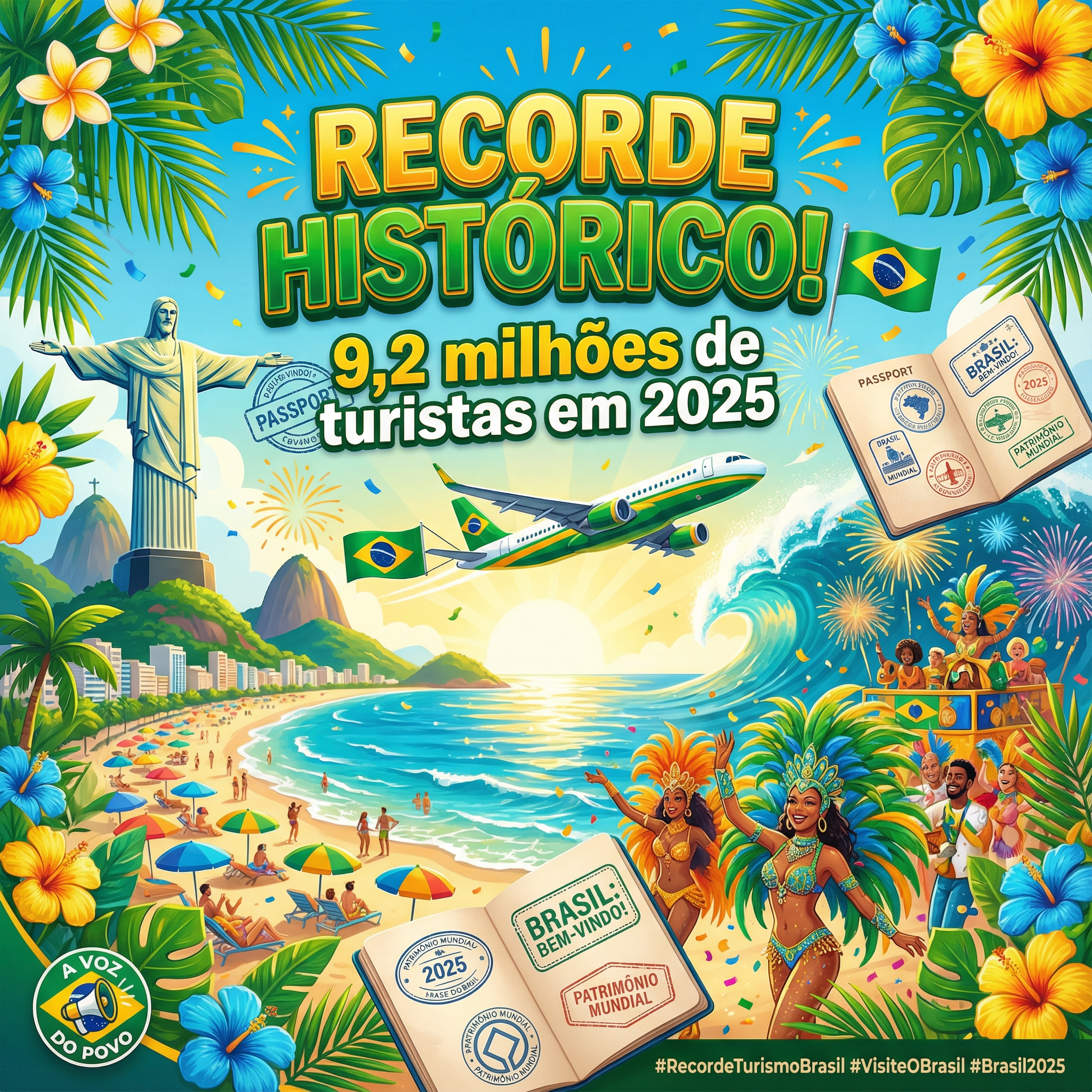 Brasil Bate Recorde de Turismo com 9,2 Milhões de Visitantes em 2025