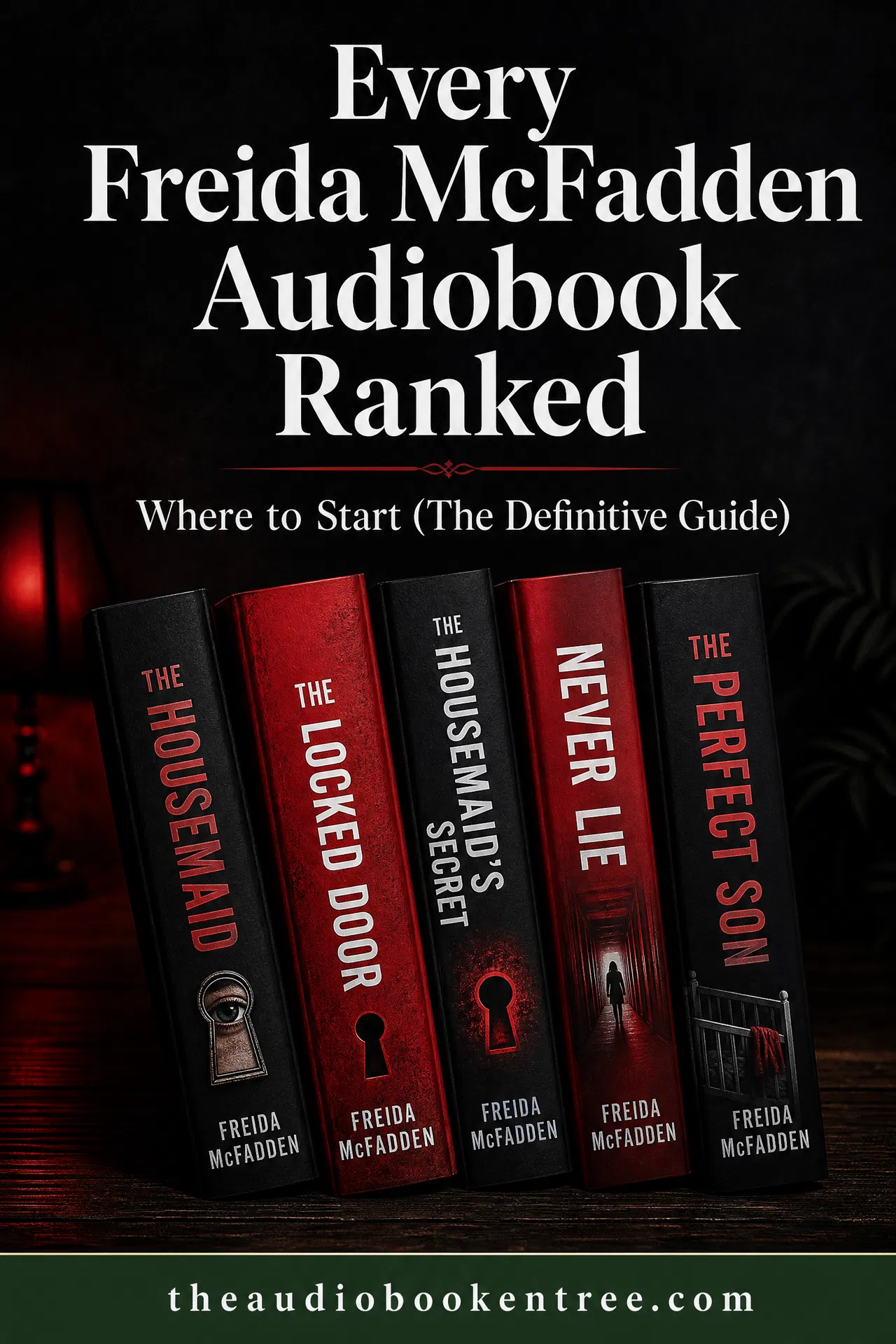 Pinterest pin: Every Freida McFadden Audiobook Ranked