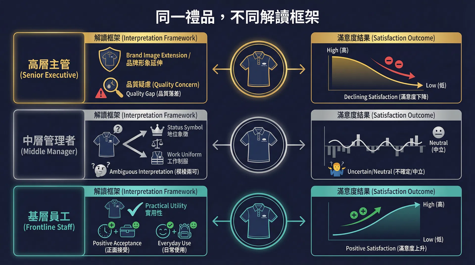 企業禮品單一規格採購的接收者多樣性陷阱：同一件禮品，不同層級的解讀框架
