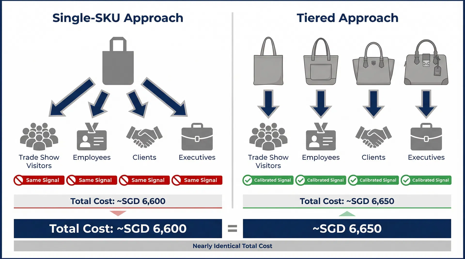Why Using One Corporate Gift Bag Design Across All Recipient Groups Signals the Opposite of What You Intended