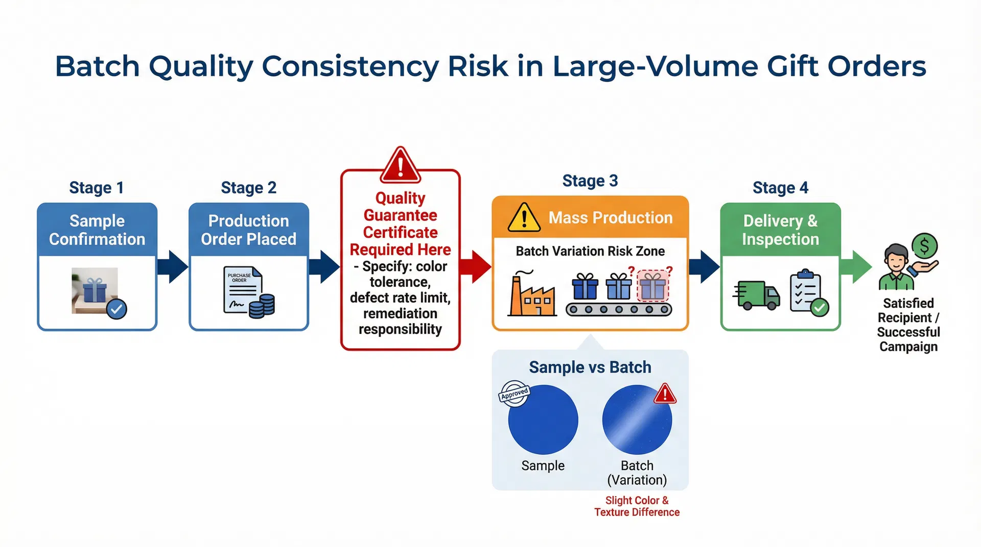 大批量企業禮品採購的批次品質一致性風險管理流程圖