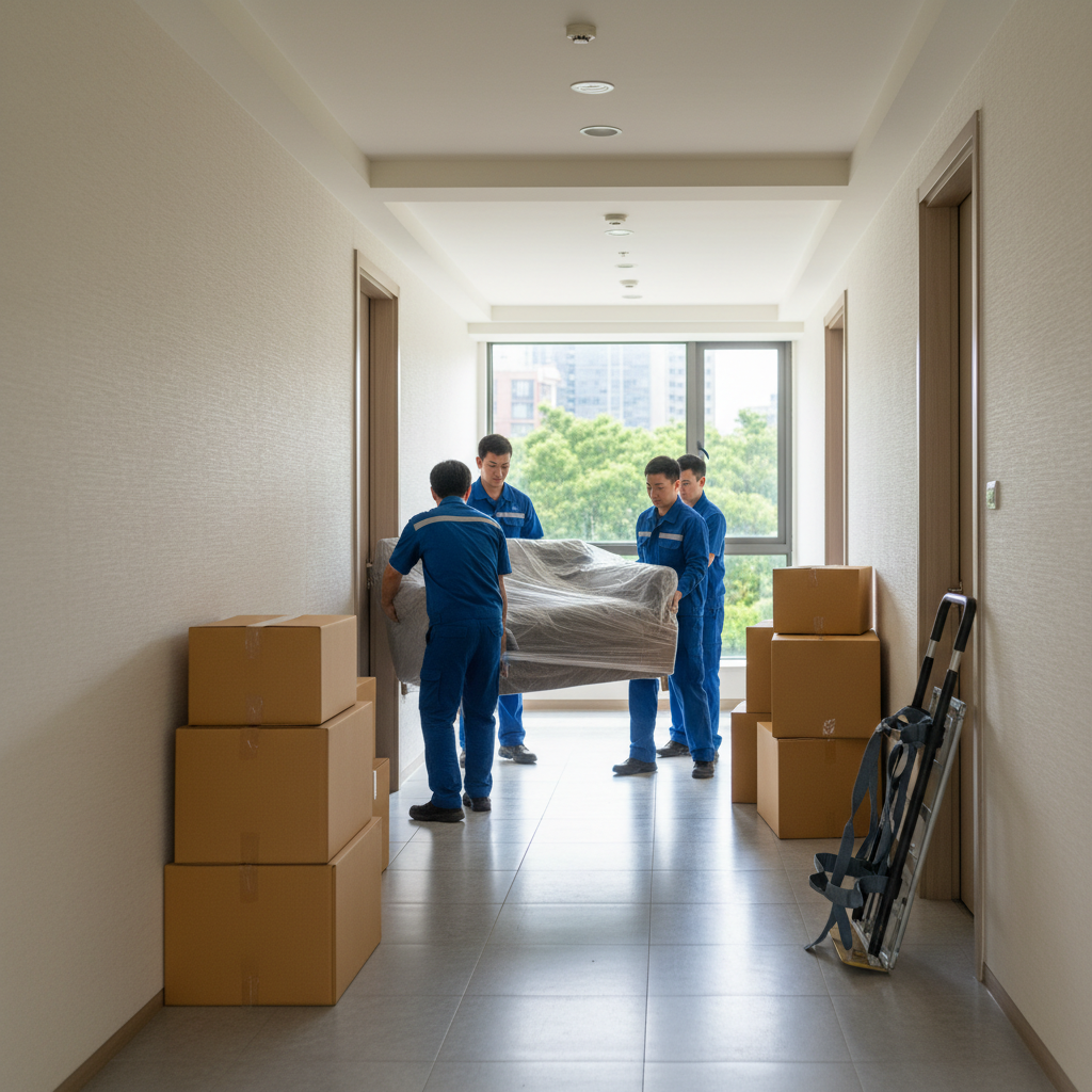 搬遷當天物品搬出公寓走廊