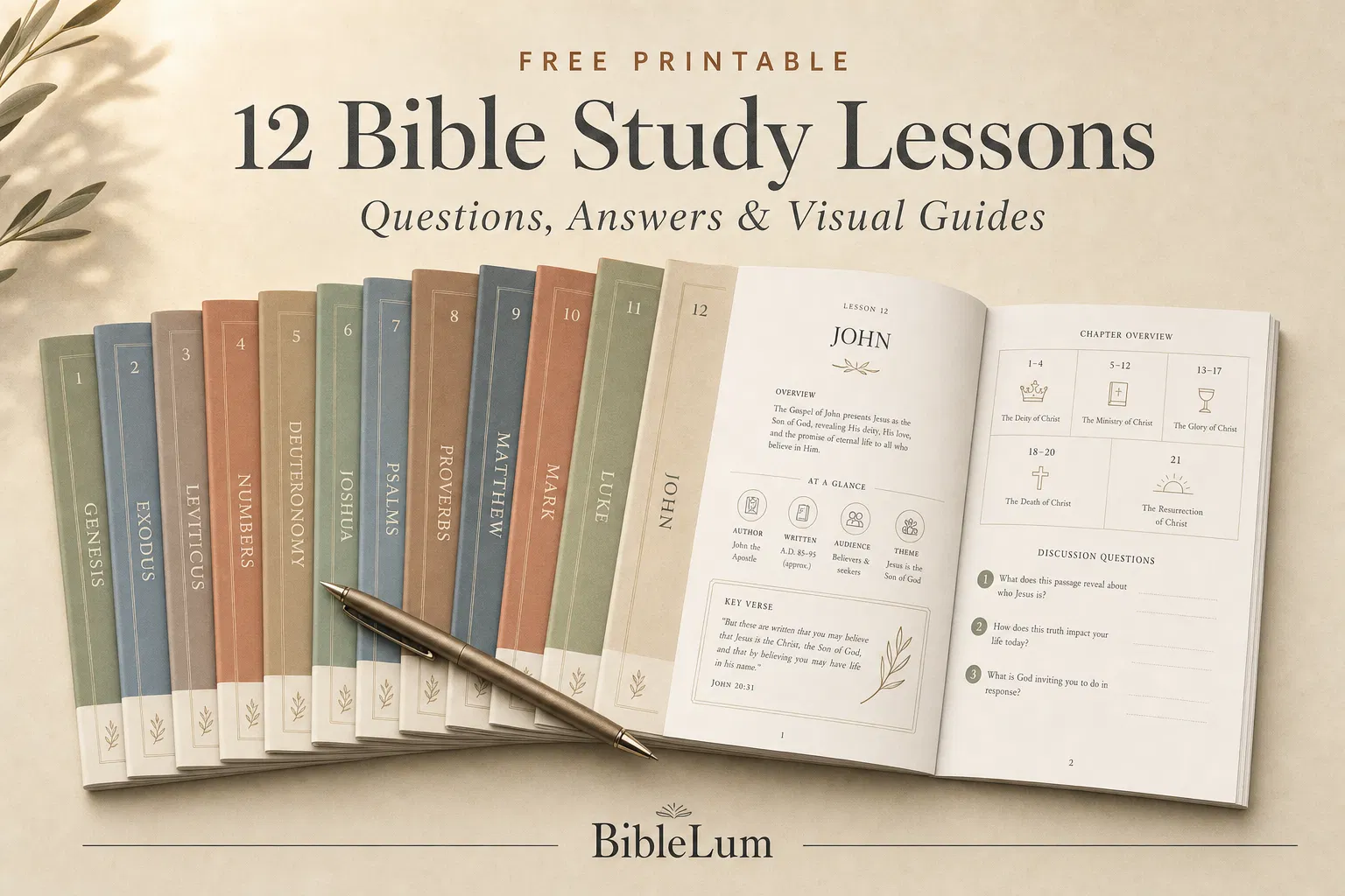 12 Free Printable Bible Study Lessons with Questions and Answers