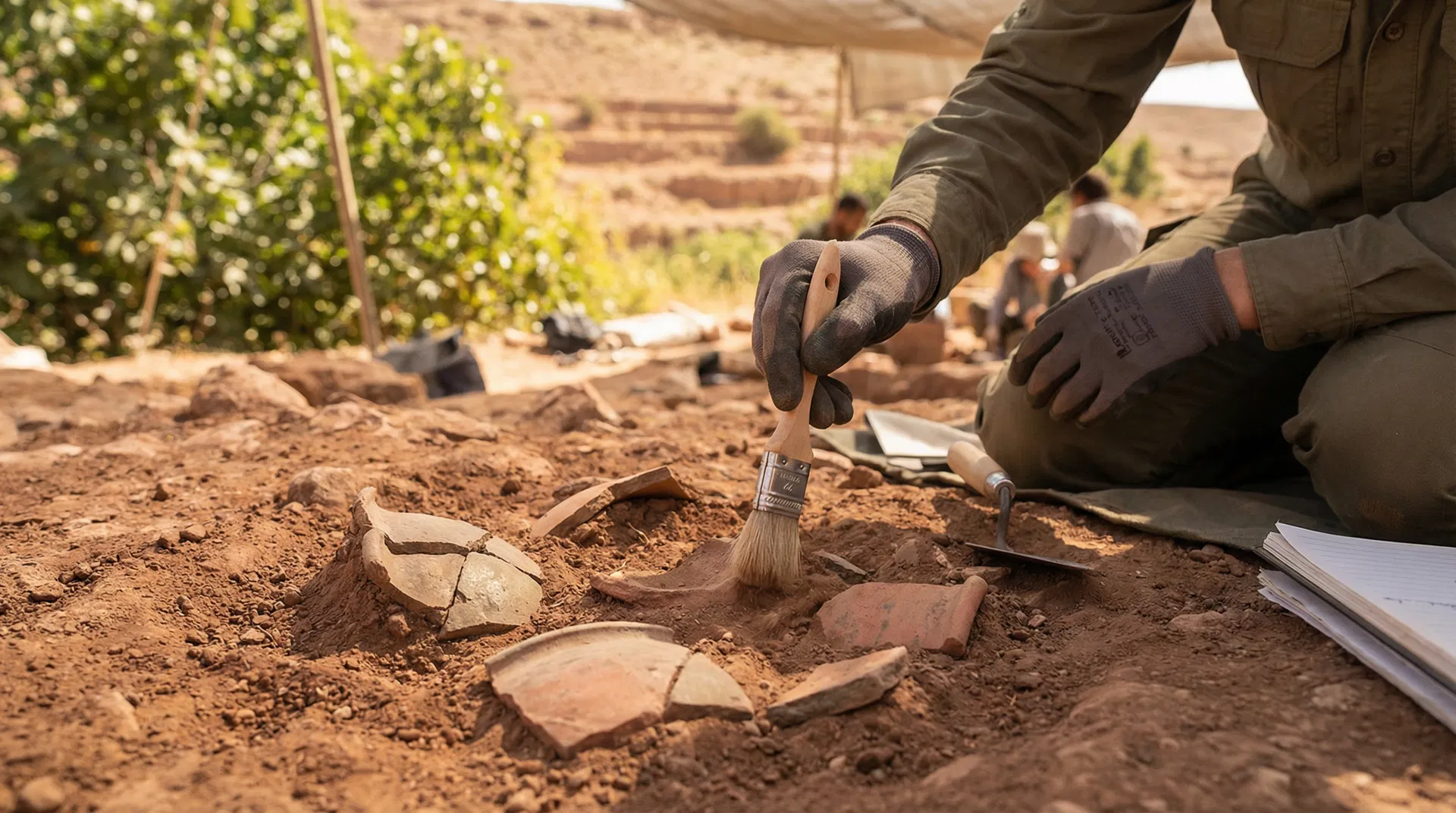 Equipe da Arqueologika realizando trabalho de campo em sítio arqueológico