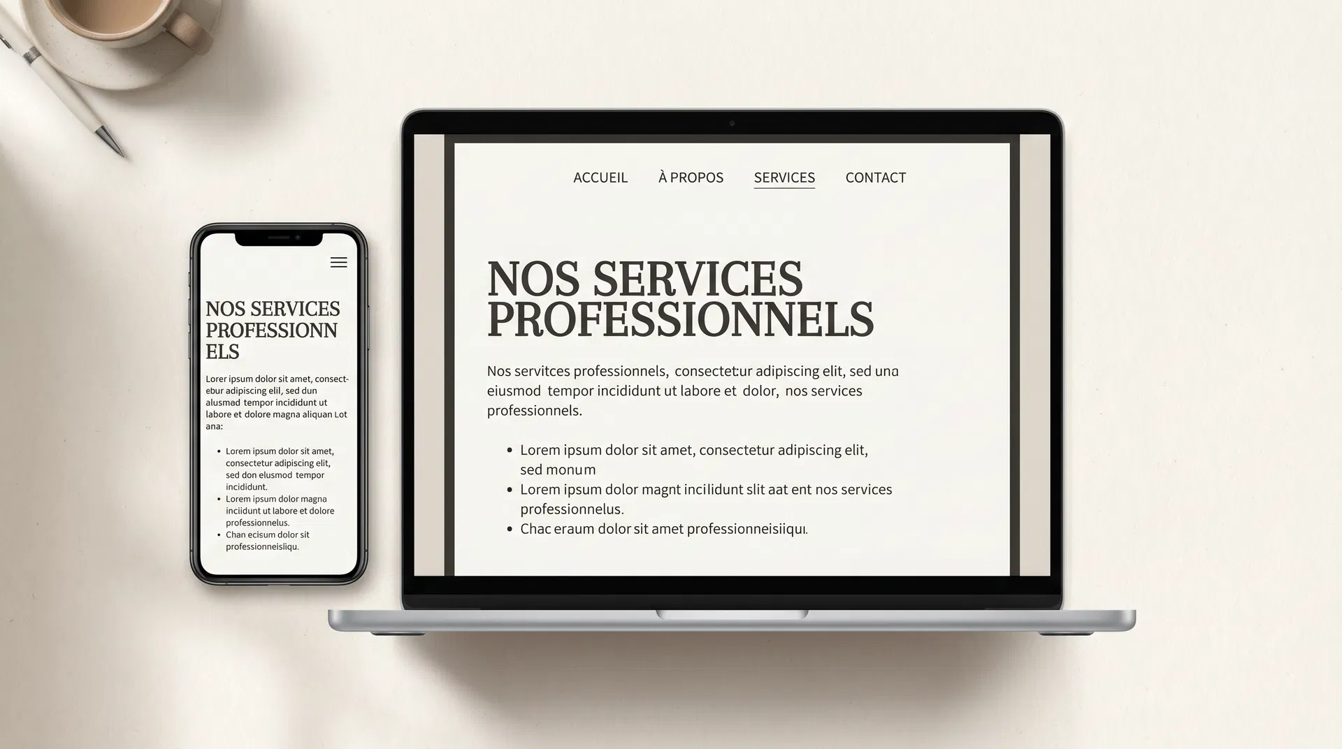 Exemple de site web sur ordinateur et téléphone