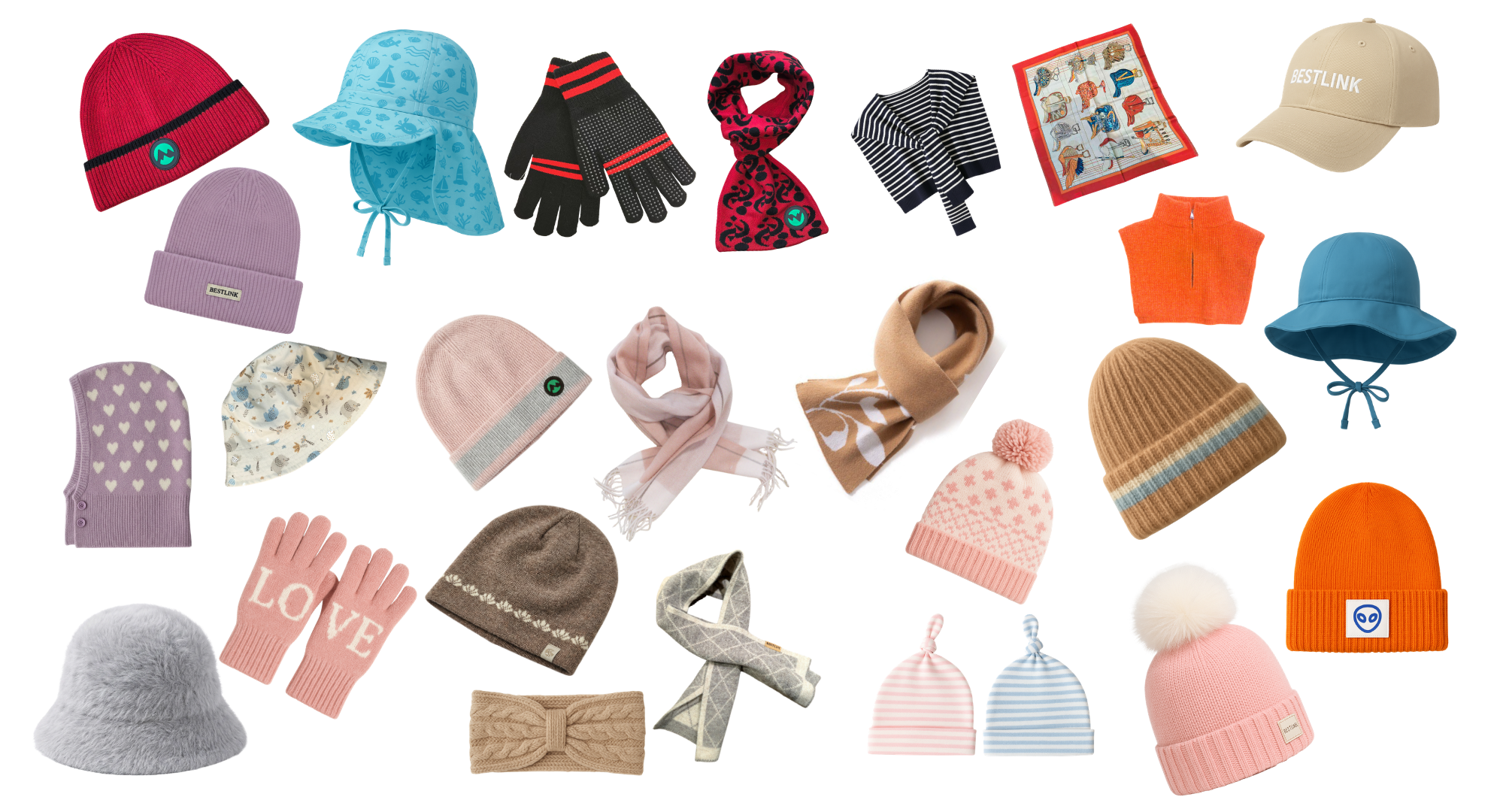 Premium knitted hats, scarves and gloves manufactured by Tonglu Best Link in China