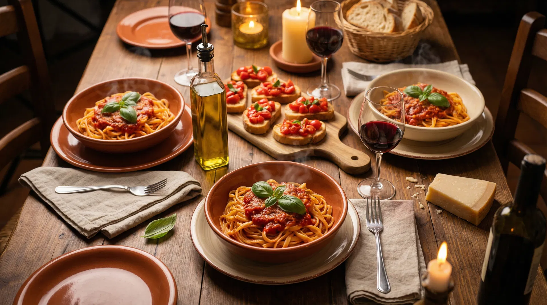 Mesa italiana con platos tradicionales