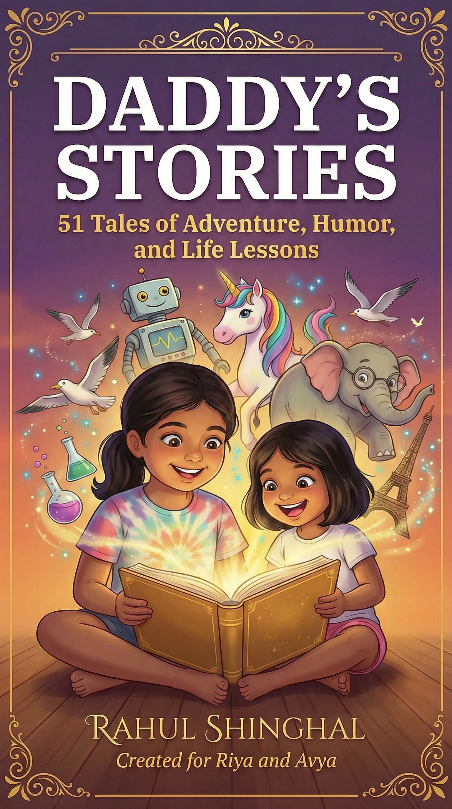 Daddy's Stories Book Cover - Riya and Avya