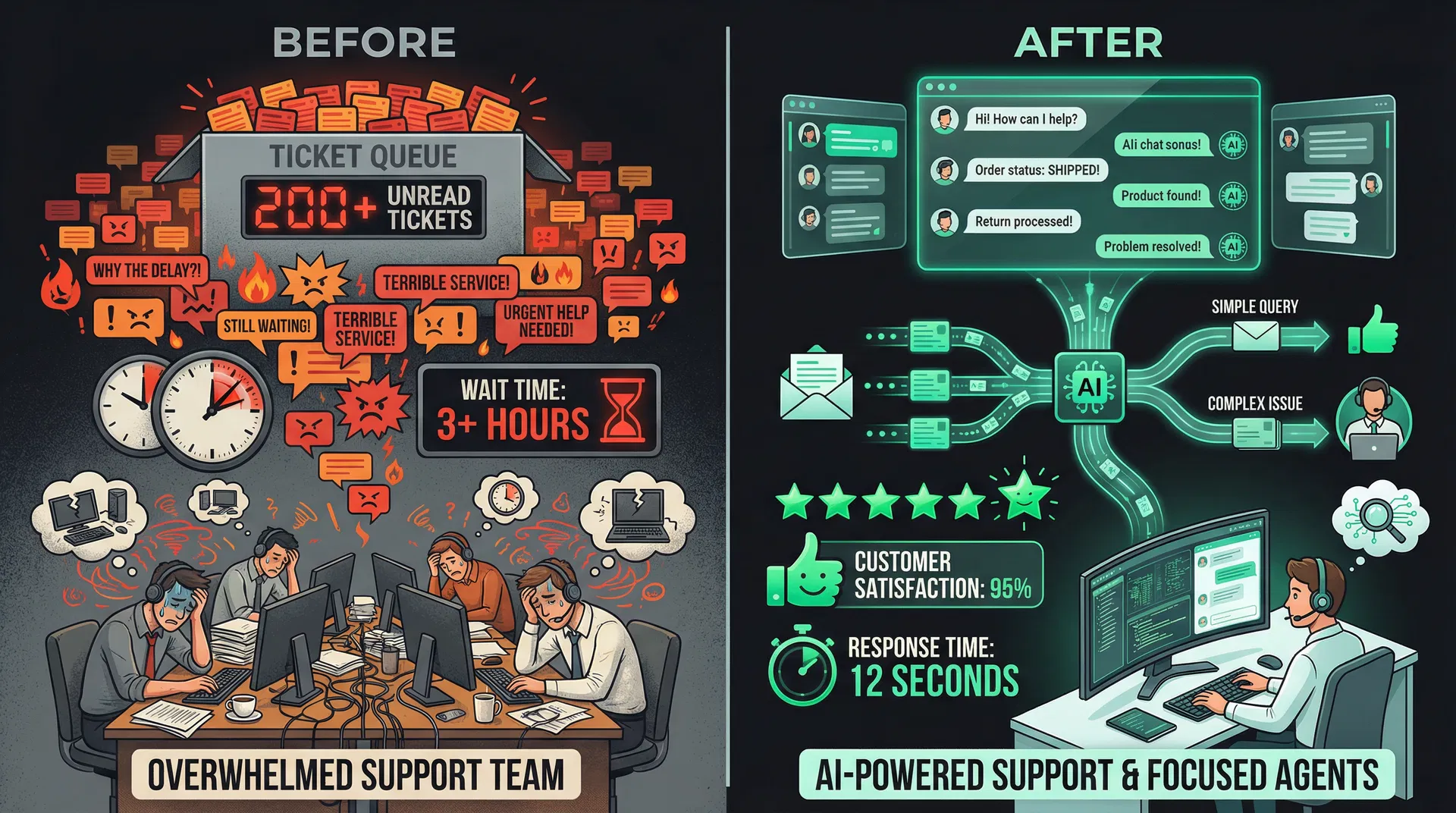 An e-commerce site reduced support tickets by 70% with an AI agent