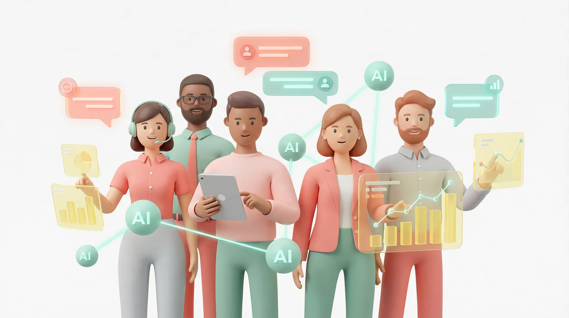 Équipe PR moderne avec IA