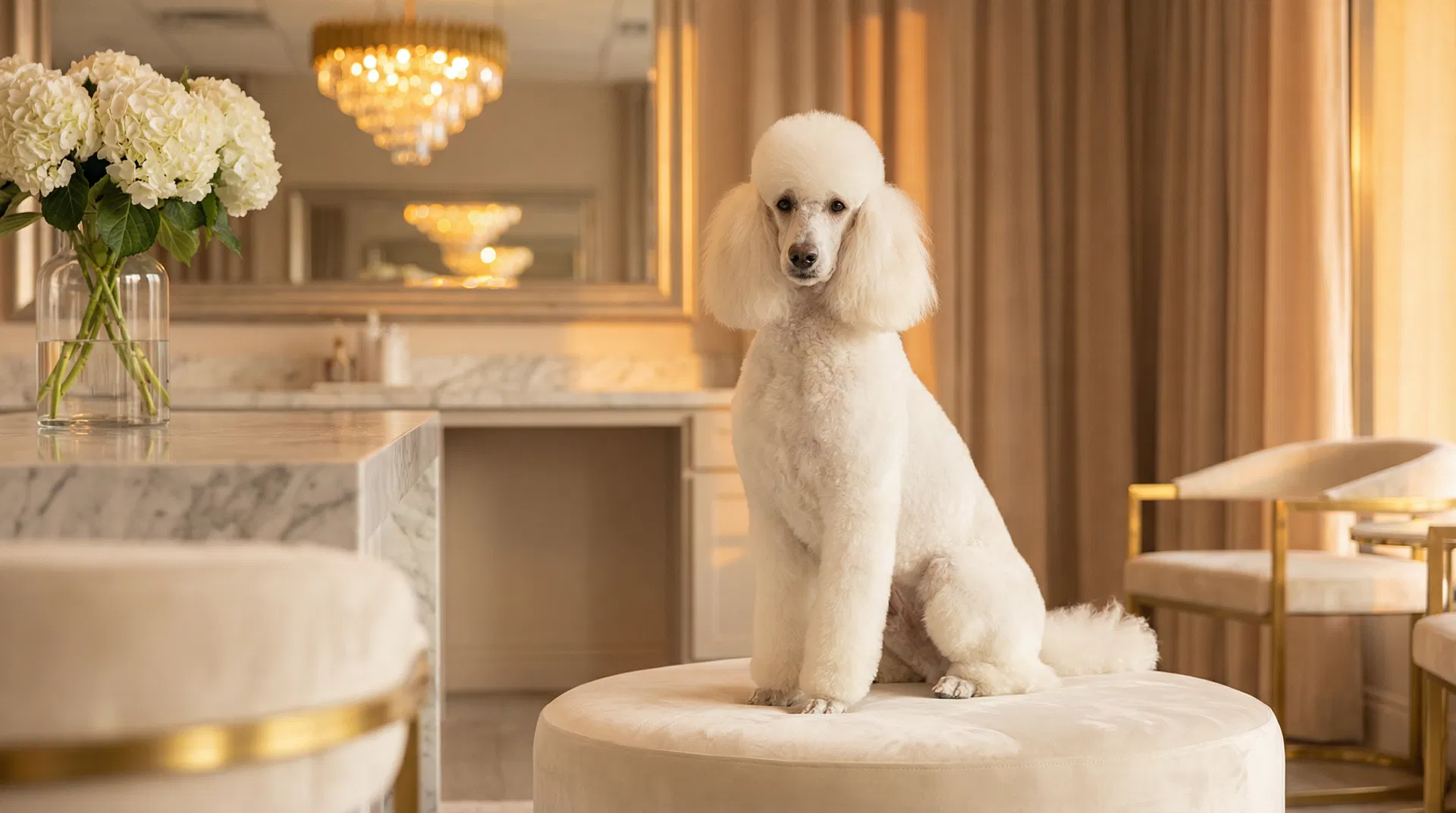 Beautifully groomed poodle at Wagz Co.