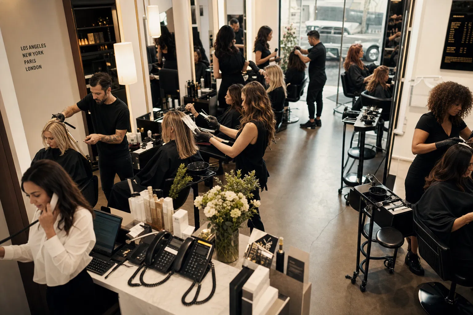 Busy hair salon with unanswered phones