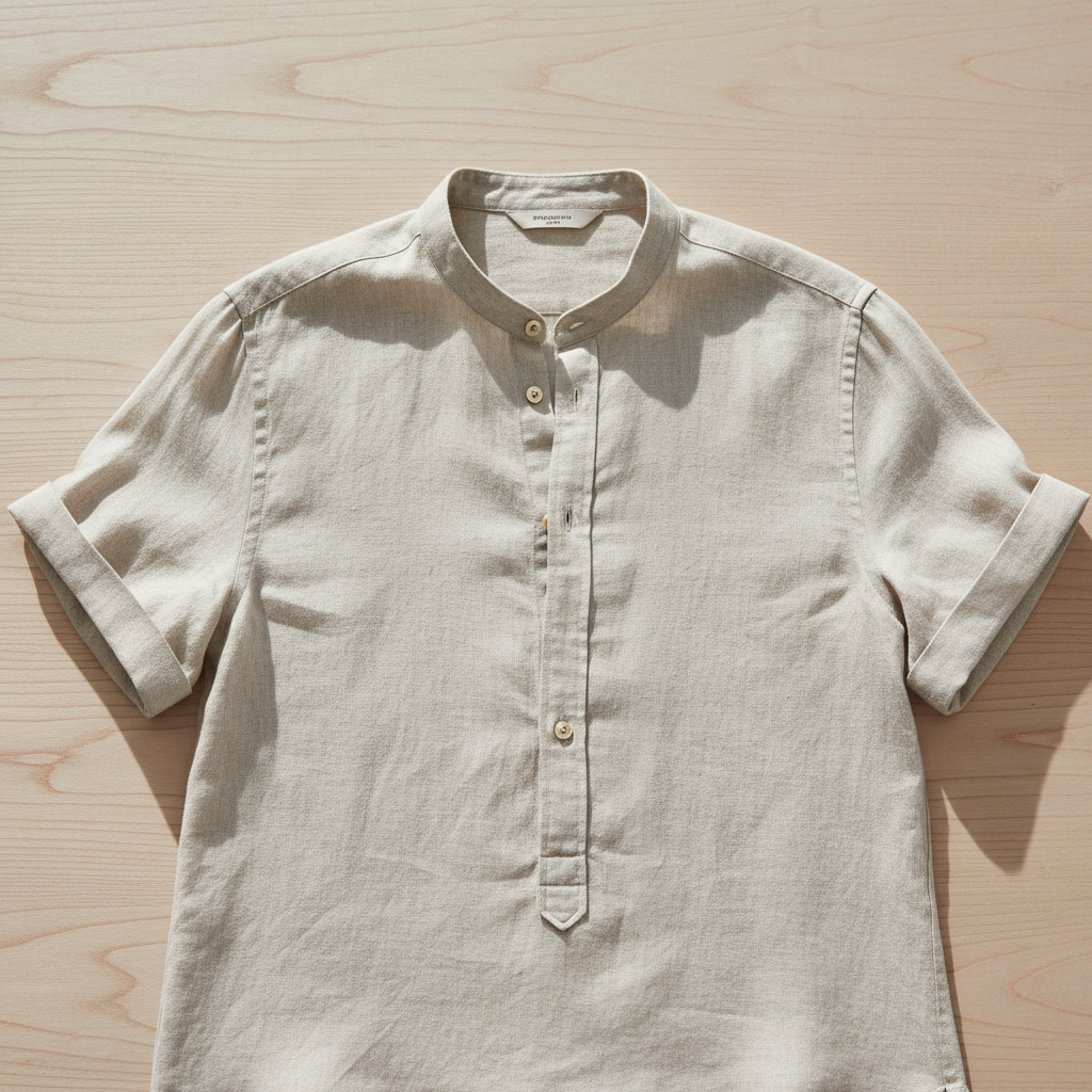 リネンバンドカラーシャツ