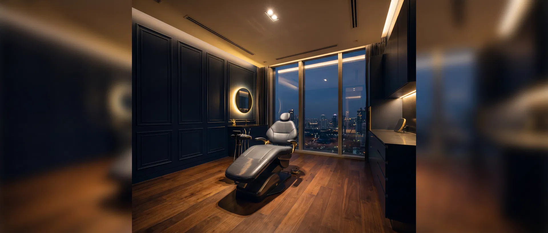 Premium dental suite with warm ambient lighting