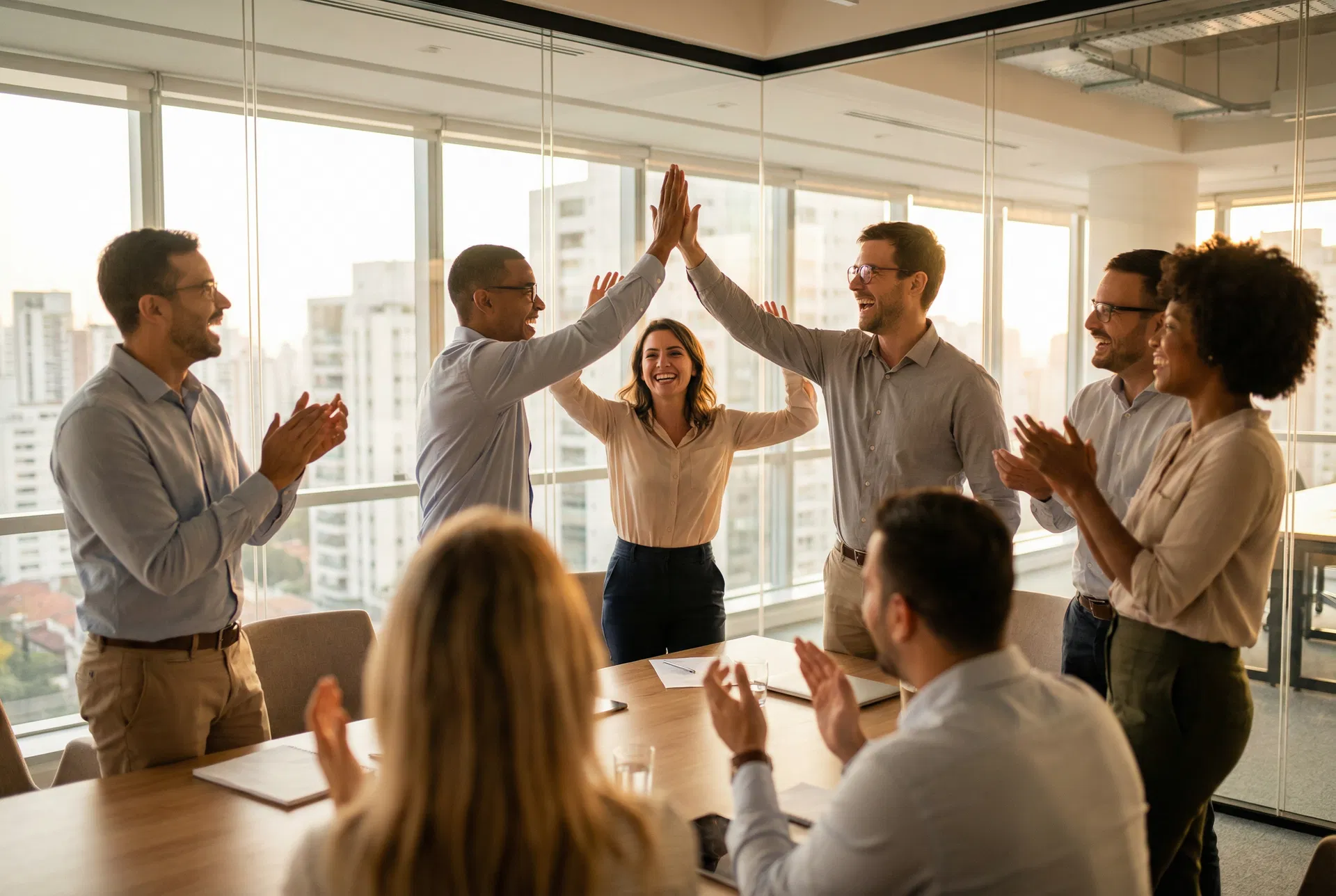 Novus team celebrating together