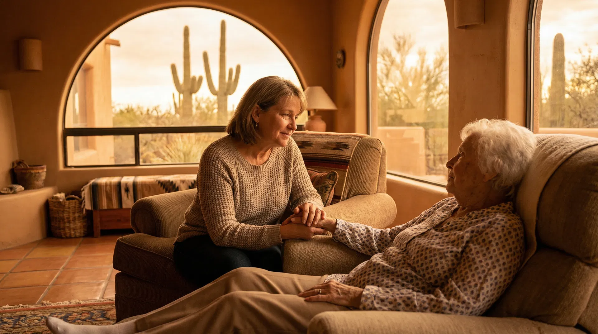 Caregiver with senior in Arizona home