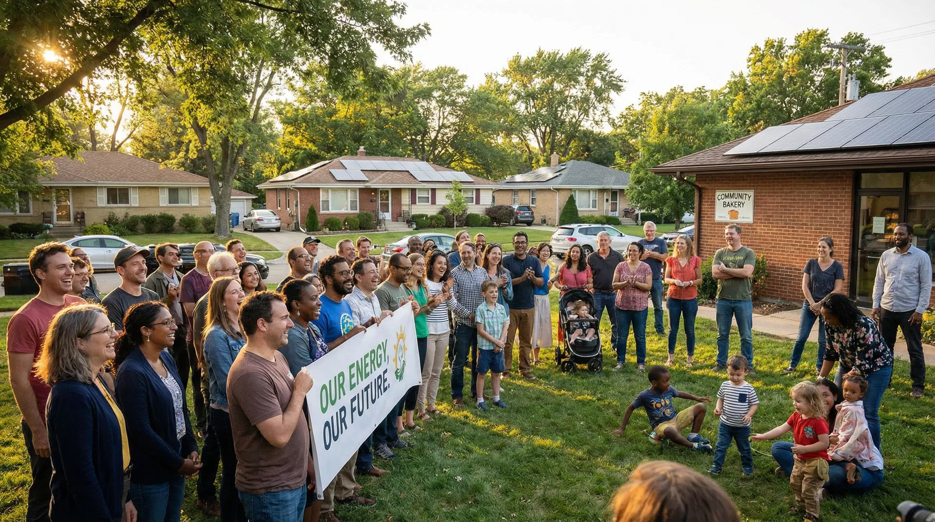 Community celebrating clean energy