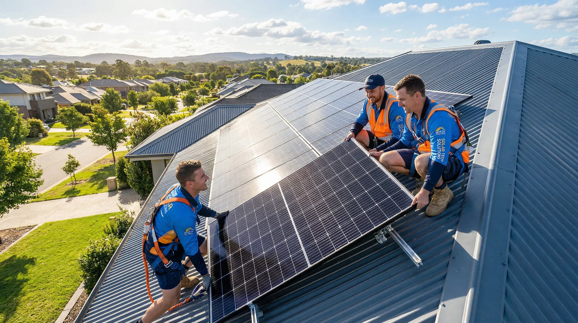 Solar installation team at work