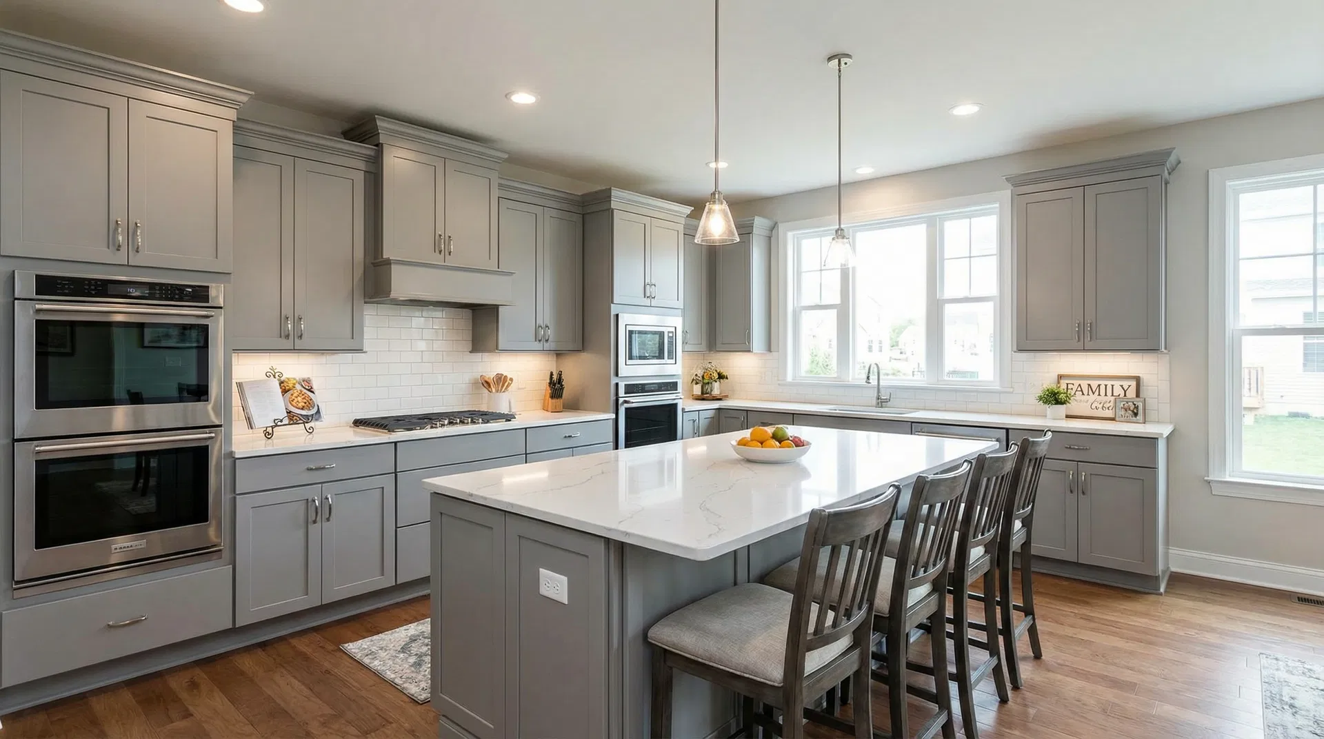 Kitchen remodel in Overland Park KS with modern cabinets and quartz countertops