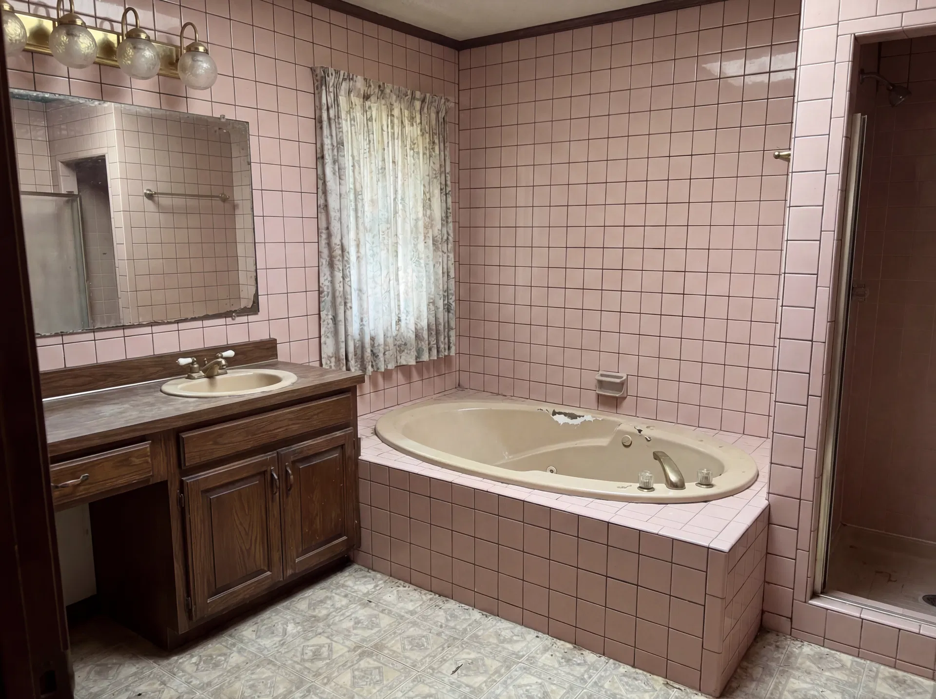 Before: Master Bathroom — Pink Tile to Spa Retreat