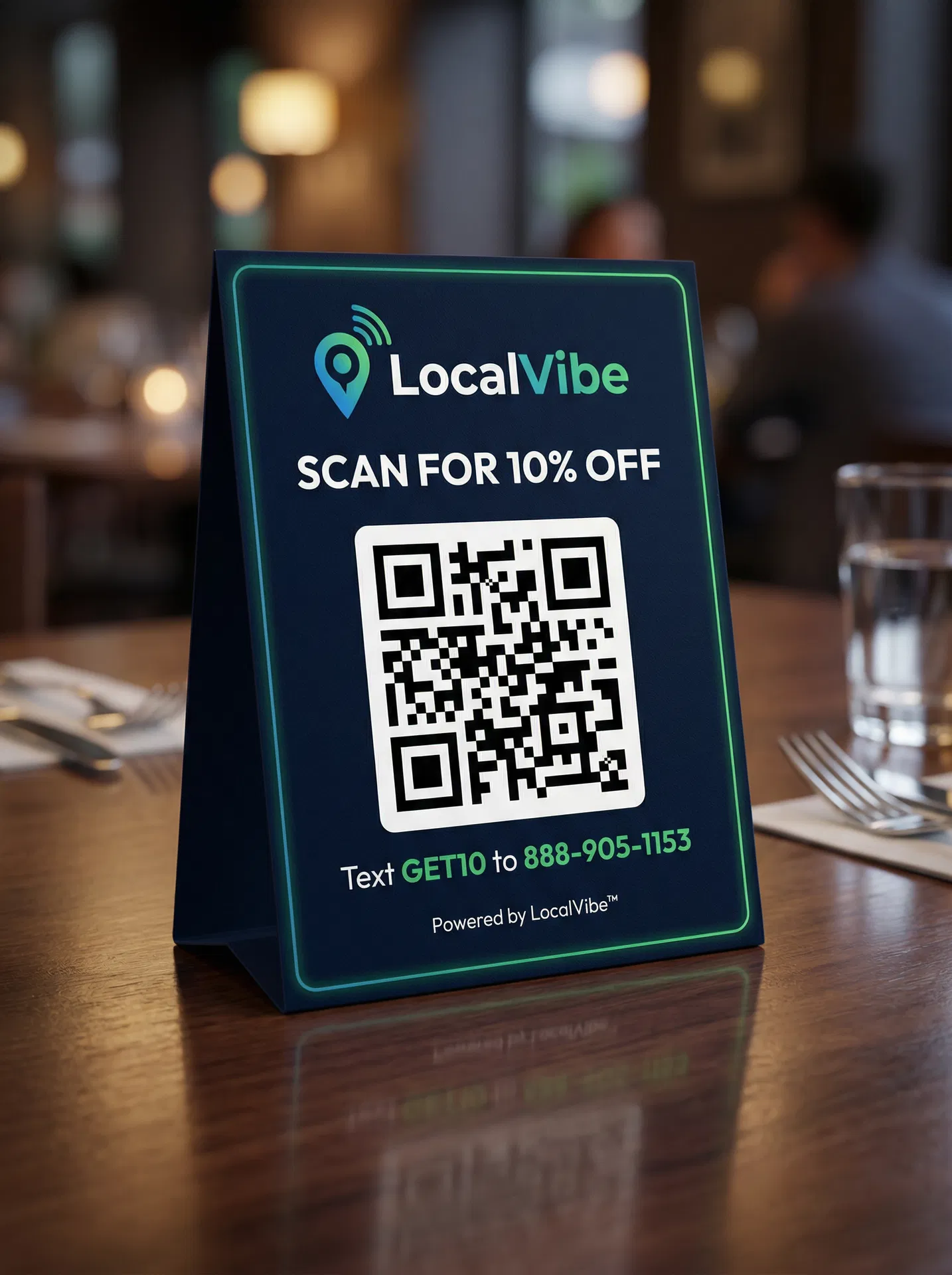 Sample LocalVibe table tent