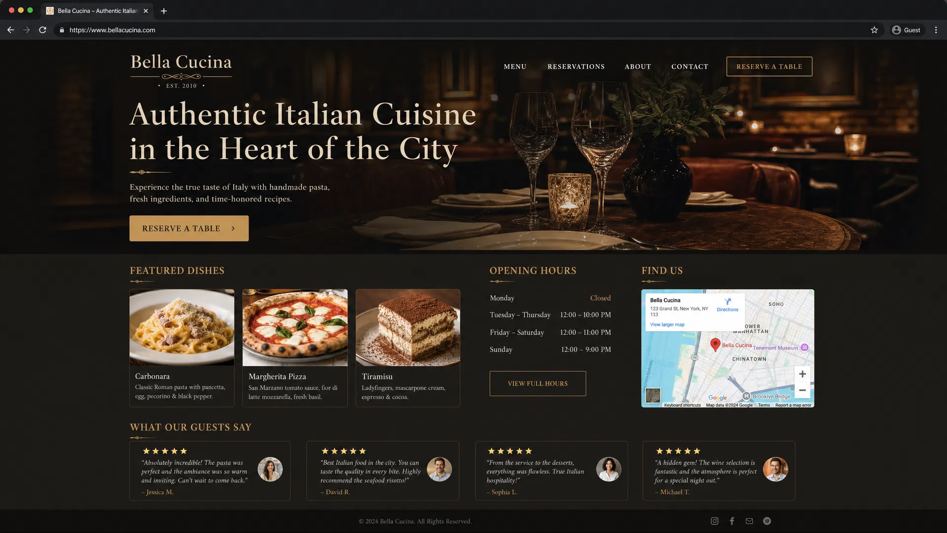 Bella Cucina website example