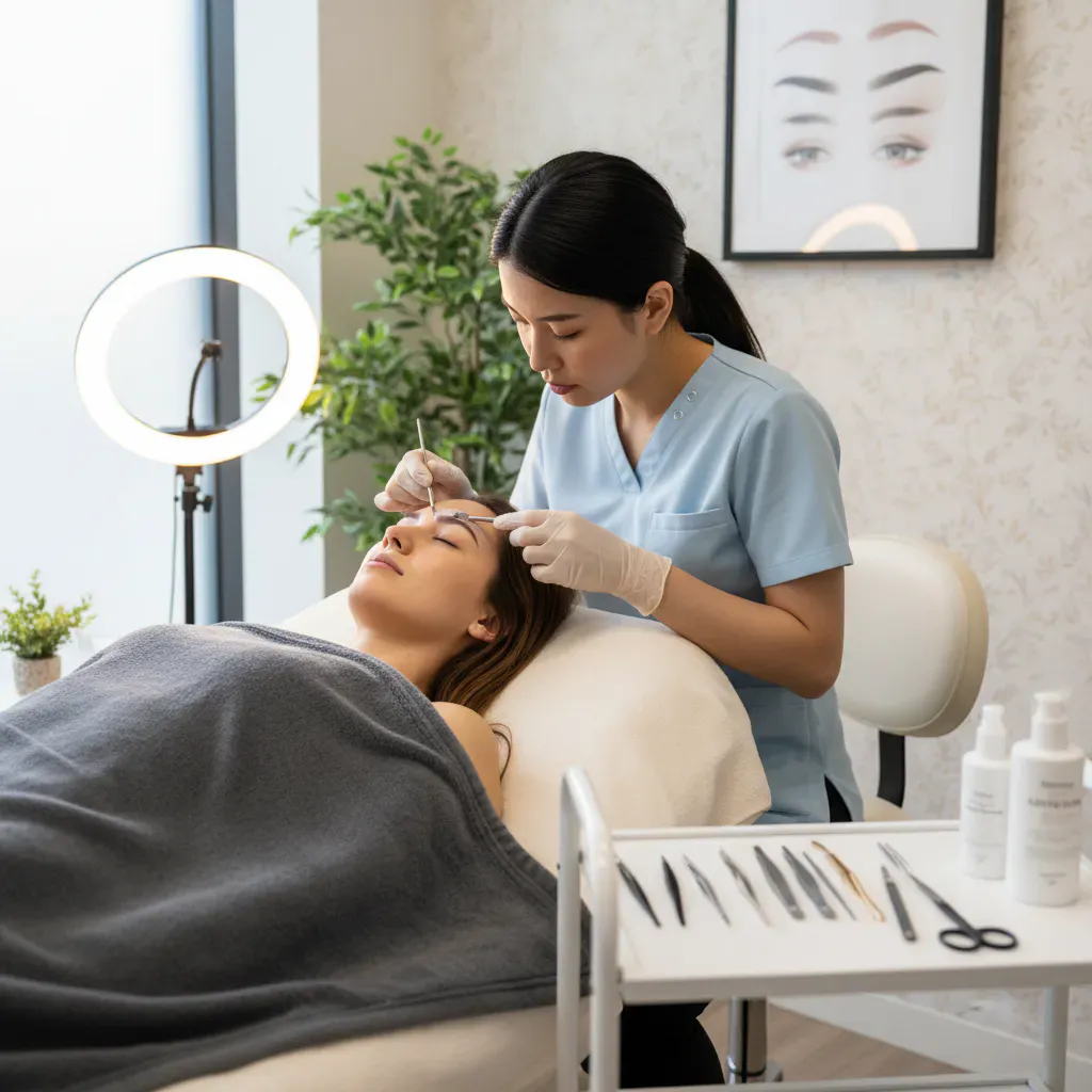 4. 眉毛サロンの施術の流れとアフターケアのイメージ画像