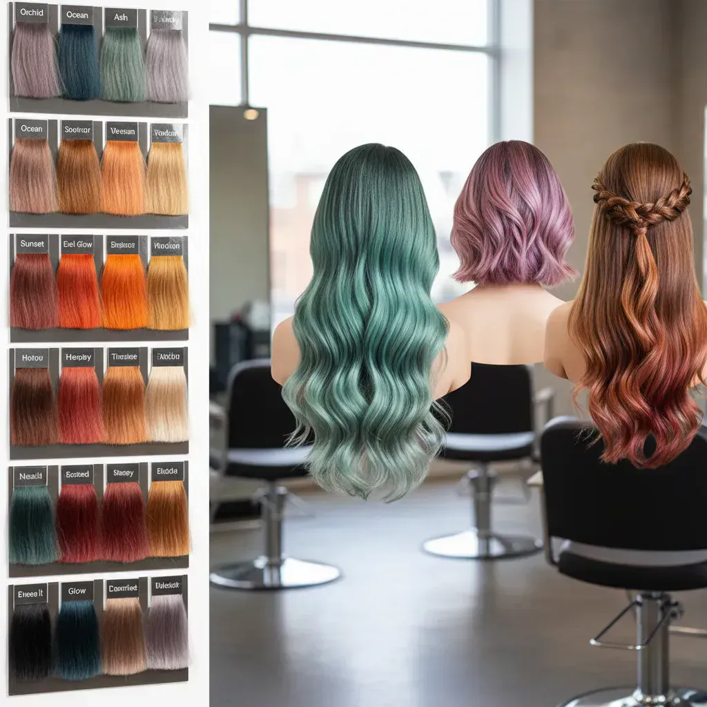 イルミナカラーの種類（色見本）と施術事例のイメージ画像