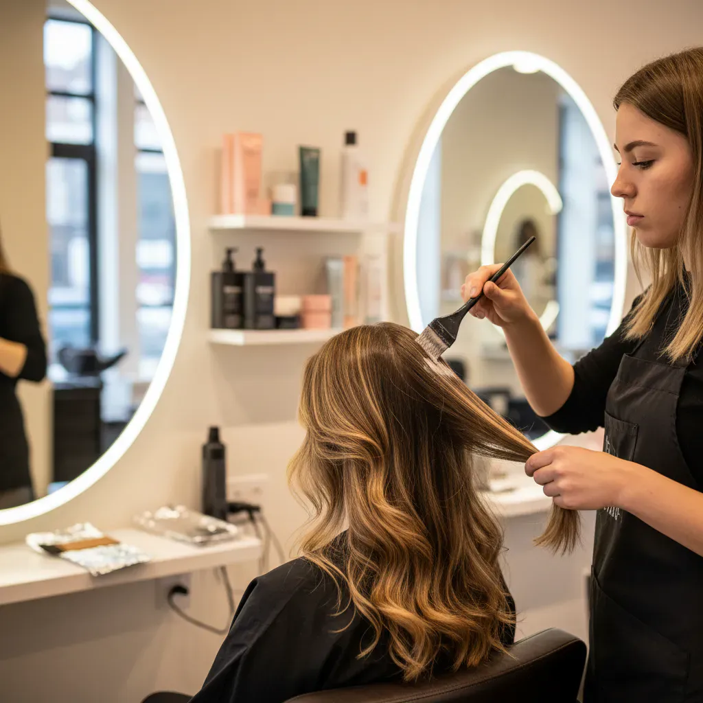 5. バレイヤージュのやり方:サロンでの施術プロセスのイメージ画像