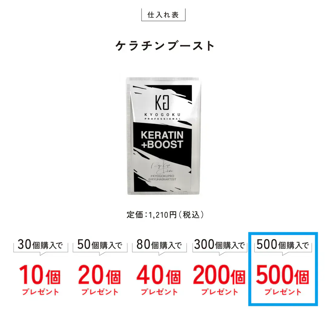 ケラチンブースト+ 500個購入で500個プレゼント