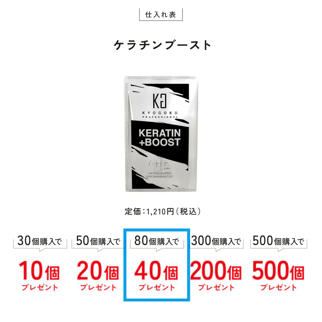 ケラチンブースト+ 80個購入で40個プレゼント