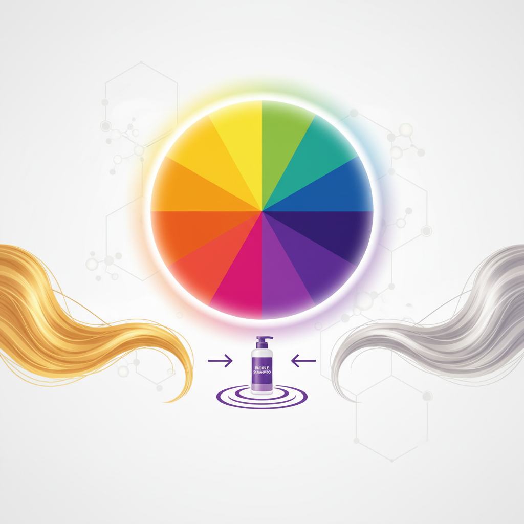 色相環と黄ばみを抑える紫シャンプーのメカニズム