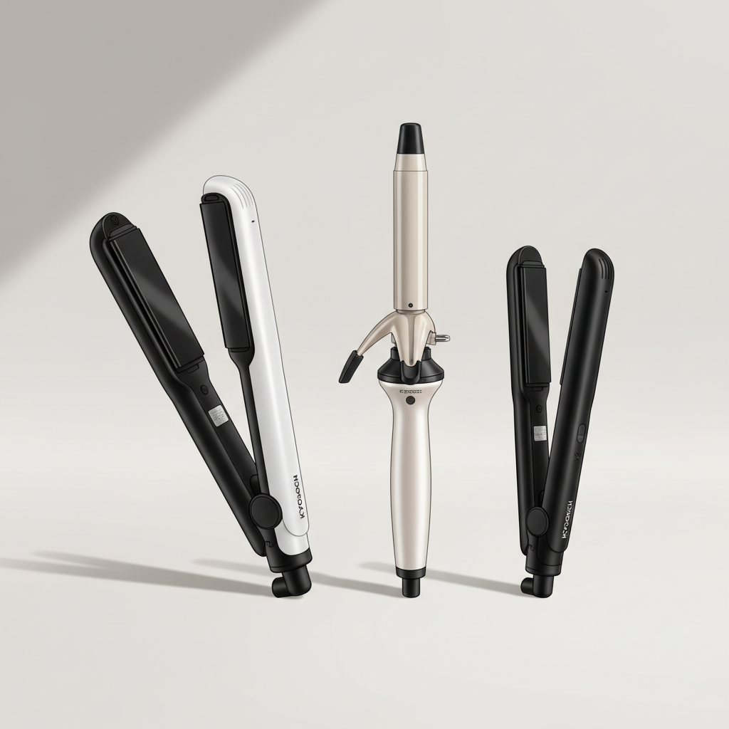 KYOGOKU Black Iron, White Iron, Curl Iron, Mini Ironの全種類を並べた比較画像