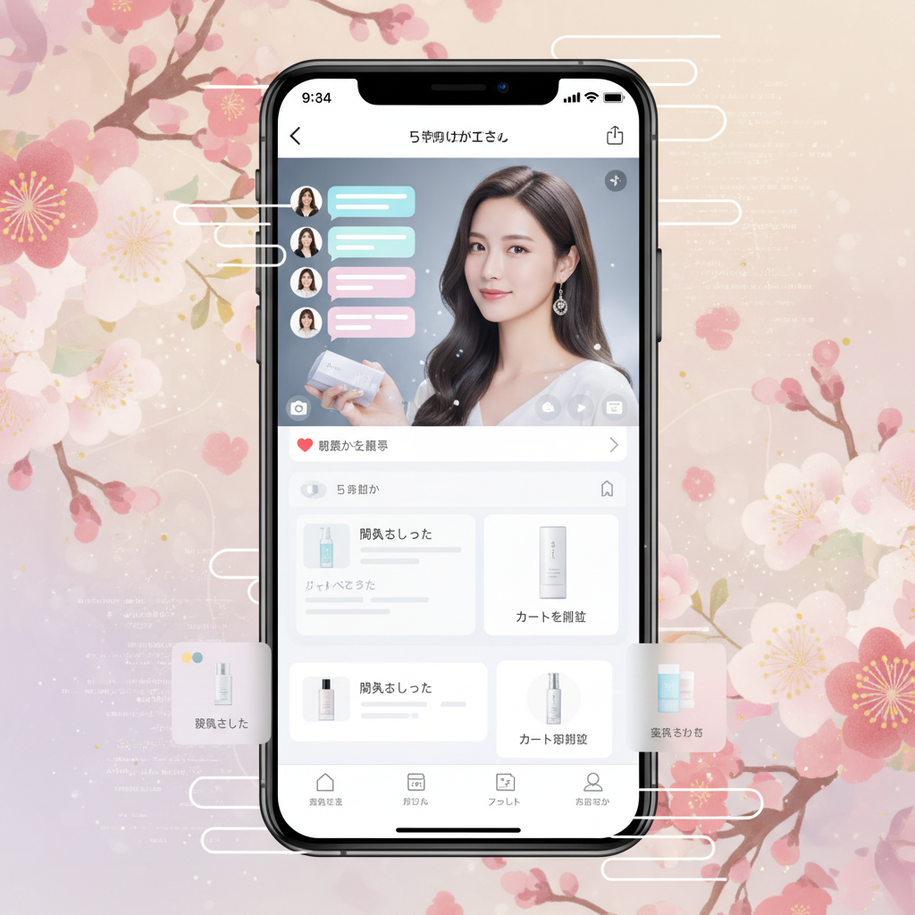ライブコマースで収益化を図るスマホ配信の様子
